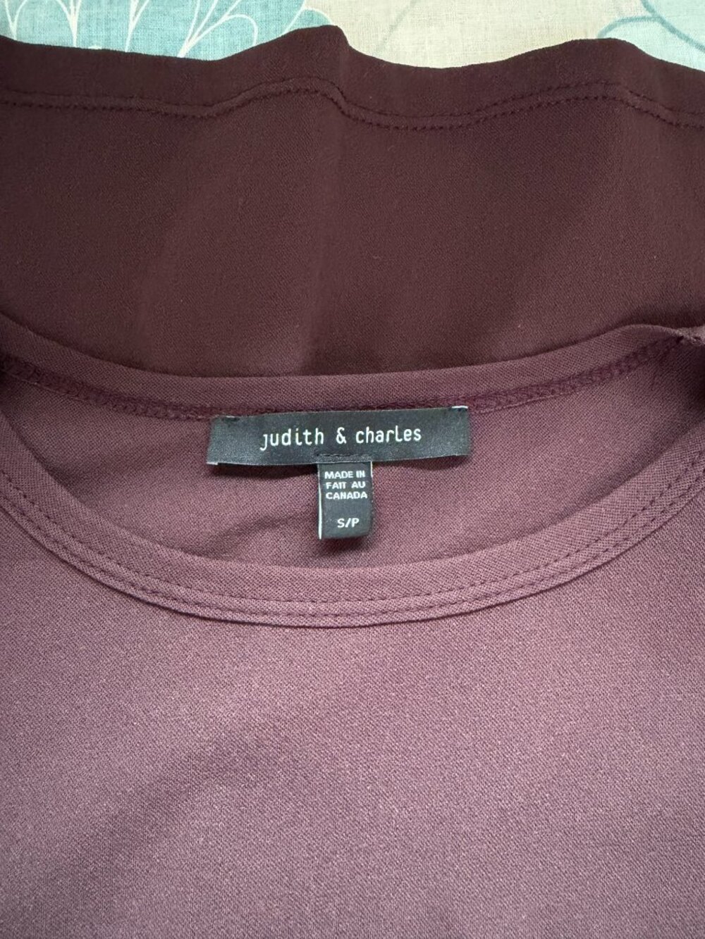Judith & Charles Sheer Long-Sleeve Mesh Top, Maroon, Size Small - Picture 2 of 4